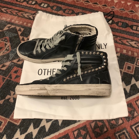 Golden Goose Slide Mid-Top Leather Stud Sneakers - Picture 5 of 7